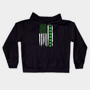 Irish US American Flag With  For St Patricks Day Kids Hoodie